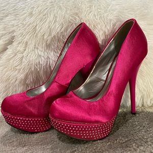 Pink studded pumps